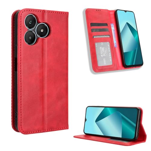 QiongniAN kompatibel mit Wiko T20 Hülle Leder,kompatibel mit Wiko T20 Cameraless Handytasche Red von QiongniAN