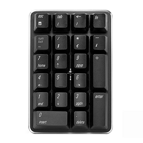 Qisan Kabellose mechanische Zifferntastatur, 2,4 G, GATERON mit 21 Tasten, Mini-Ziffernblock, tragbare Tastatur, erweitertes Layout, Schwarz Magicforce von Qisan