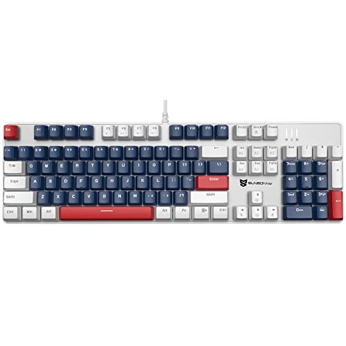Qisan Mechanische Gaming-Tastatur, kabelgebundene Tastatur Led Hintergrundbeleuchtung Blau/Weiß/Rot Combo 104Tasten Amerikanisches Layout Gaming-Tastatur mit Abnehmbarer,Rot Schalter von Qisan