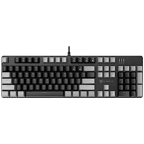 Qisan Mechanische Gaming-Tastatur, kabelgebundene Tastatur Led Hintergrundbeleuchtung Grau und Schwarz 104Tasten Amerikanisches Layout Gaming-Tastatur mit Abnehmbarer,Schwarz Schalter von Qisan