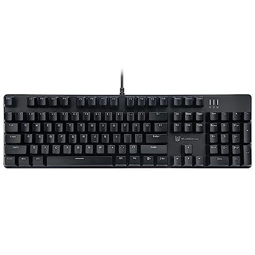 Qisan Mechanische Gaming-Tastatur, kabelgebundene Tastatur Led Hintergrundbeleuchtung Schwarz 104Tasten Amerikanisches Layout Gaming-Tastatur mit Abnehmbarer,Blau Schalter von Qisan