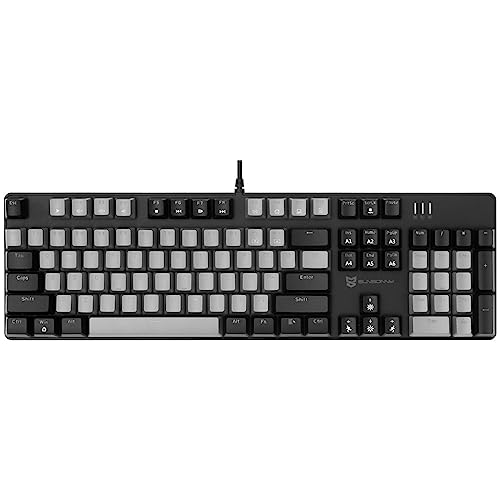 Qisan Mechanische Gaming-Tastatur, kabelgebundene Tastatur Led Hintergrundbeleuchtung Schwarz und Grau 104Tasten Amerikanisches Layout Gaming-Tastatur mit Abnehmbarer,Blau Schalter von Qisan