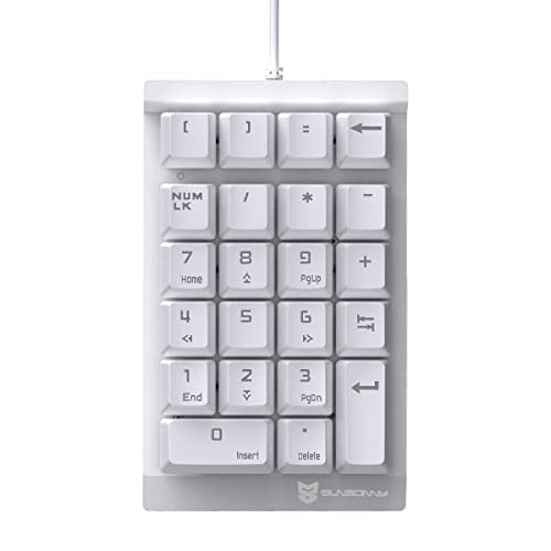 Qisan Mechanischer Numerische Tastatur Mini-Zifferntastatur 22 Tasten Braune Schalter für PC, Laptop - Weiß von Qisan