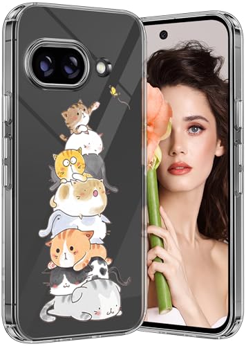 Handyhülle für Google Pixel 9A 5G Hülle Silikon Tier Muster Hüllen Pixel 9A 5G Hülle Dünn Transparente Schutzhülle TPU Bumper Cover Case für Google Pixel 9A Hülle Original Weich (Chats) von Qissy