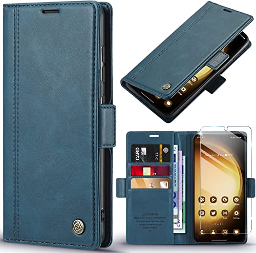 Handyhülle für Samsung Galaxy S23 Plus Hülle mit Schutzfolie, Kartenfach Standfunktion Flip Case Cover Galaxy S23 Plus Etui Leder Wallet Klappbar, Stoßfeste Schutzhülle für Samsung S23 Plus 5G von Qissy