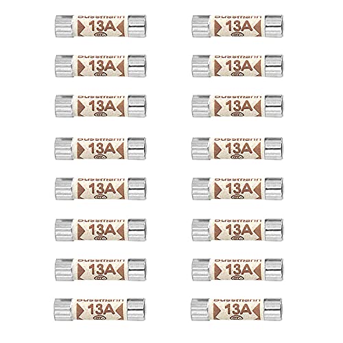 QitinDasen 16Pcs BS1362 Sicherungen, 13A Keramikrohr Sicherungen, 25 X 6.3mm Patronen Sicherungen, 240V Haushalts Netzstecker Sicherung von QitinDasen