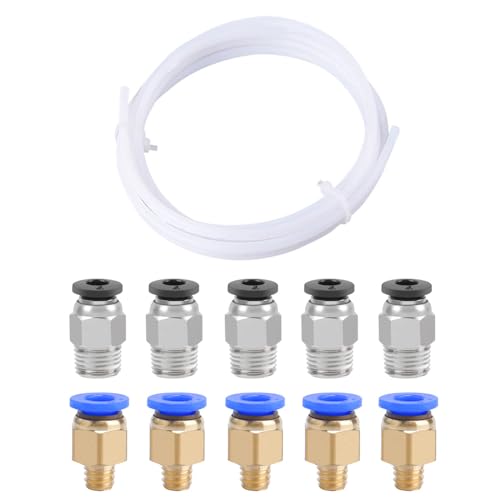 QitinDasen 3 Meter 3D Drucker PTFE Teflonschlauch, mit 5 Stück PC4-M6 Pneumatik Verbinder und 5 Stück PC4-M10 Pneumatik Verbinder QitinDasen 3 Meter 3D Drucker PTFE Teflonschlauch, mit 5 Stück PC4-M6 Pneumatik Verbinder und 5 Stück PC4-M10 Pneumatik Verbinder von QitinDasen