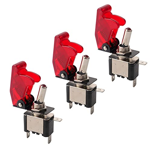 QitinDasen 3Pcs Professionell 20A / 12VDC Auto Kippschalter, mit Rot Wasserdichte Abdeckung Rot LED Kontrollleuchte, EIN/AUS 2 Position SPST 3-Polig Rocker Toggle Switch QitinDasen 3Pcs Professionell 20A / 12VDC Auto Kippschalter, mit Rot Wasserdichte Abdeckung Rot LED Kontrollleuchte, EIN/AUS 2 Position SPST 3-Polig Rocker Toggle Switch von QitinDasen