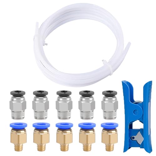 QitinDasen 5 Meter 3D Drucker PTFE Teflonschlauch mit Schlauchschneider, 5 Stück PC4-M6 Pneumatik Verbinder und 5 Stück PC4-M10 Pneumatik Verbinder QitinDasen 5 Meter 3D Drucker PTFE Teflonschlauch mit Schlauchschneider, 5 Stück PC4-M6 Pneumatik Verbinder und 5 Stück PC4-M10 Pneumatik Verbinder von QitinDasen
