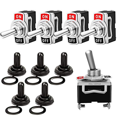 QitinDasen 5Pcs Professionell 15A 250V / 20A 125V Auto Kippschalter mit Wasserdicht Schutzkappe, SPST 2-Polig Rocker Toggle Switch, EIN/AUS 2 Position Wippschalter mit Metallhebel QitinDasen 5Pcs Professionell 15A 250V / 20A 125V Auto Kippschalter mit Wasserdicht Schutzkappe, SPST 2-Polig Rocker Toggle Switch, EIN/AUS 2 Position Wippschalter mit Metallhebel von QitinDasen