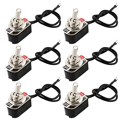QitinDasen 6Pcs Professionell 3A 250V / 6A 125V Auto Mini Kippschalter mit Vorverdrahtetem, SPST 2-Polig Rocker Toggle Switch, EIN/AUS 2 Position Wippschalter mit Metallhebel QitinDasen 6Pcs Professionell 3A 250V / 6A 125V Auto Mini Kippschalter mit Vorverdrahtetem, SPST 2-Polig Rocker Toggle Switch, EIN/AUS 2 Position Wippschalter mit Metallhebel von QitinDasen