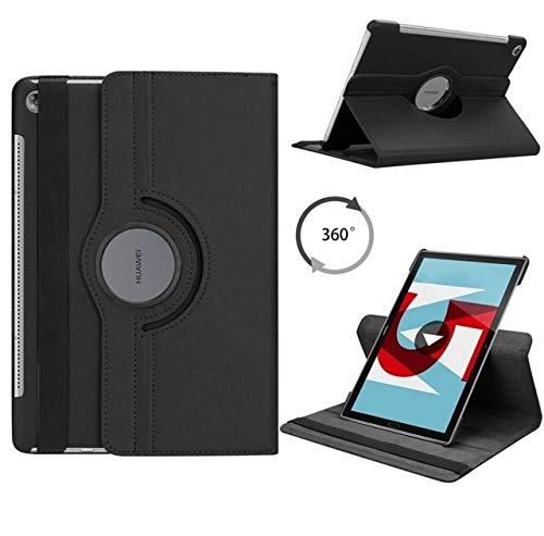 QiuKui Tab Hüllen Ständer Für Huawei MediaPad M5 10,8 Zoll, Tablet-Abdeckung 360 drehende Flip PU Ledertasche Für Huawei MediaPad M5 Pro 10 10.8" (Farbe : M5 10.8 Black) von QiuKui-100-002