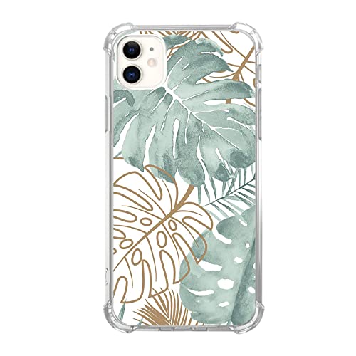 Qivtpjkrin Schutzhülle für iPhone 11, tropische Monstera-Blätter, Pflanzen, einzigartiges trendiges Design, TPU-Stoßfänger, Grün / goldfarben Qivtpjkrin Schutzhülle für iPhone 11, tropische Monstera-Blätter, Pflanzen, einzigartiges trendiges Design, TPU-Stoßfänger, Grün / goldfarben von Qivtpjkrin