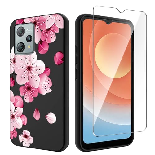 Qlfemna Hülle für Blackview A53/Blackview A53 Pro (6.50") mit 1 Stück Panzerglas Schutzfolie, Schwarz Ultra Dünne Weiche Silikon Handyhülle, Kratzfest Stoßfest Schutzhülle TPU Case Cover - WM113 von Qlfemna