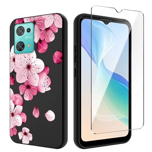 Qlfemna Hülle für Blackview Oscal C30/Oscal C30 Pro (6.50") mit 1 Stück Panzerglas Schutzfolie, Schwarz Ultra Dünne Weiche Silikon Handyhülle, Kratzfest Stoßfest Schutzhülle TPU Case Cover - WM113 von Qlfemna