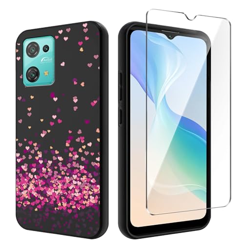 Qlfemna Hülle für Blackview Oscal C30/Oscal C30 Pro (6.50") mit 1 Stück Panzerglas Schutzfolie, Schwarz Ultra Dünne Weiche Silikon Handyhülle, Kratzfest Stoßfest Schutzhülle TPU Case Cover - WM85 von Qlfemna