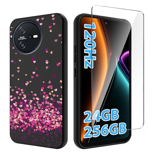 Qlfemna Hülle für Blackview Oscal Tiger 12 (6.78") mit 1 Stück Panzerglas Schutzfolie, Schwarz Ultra Dünne Weiche Silikon Handyhülle, Kratzfest Stoßfest Schutzhülle TPU Case Cover - WM85 von Qlfemna