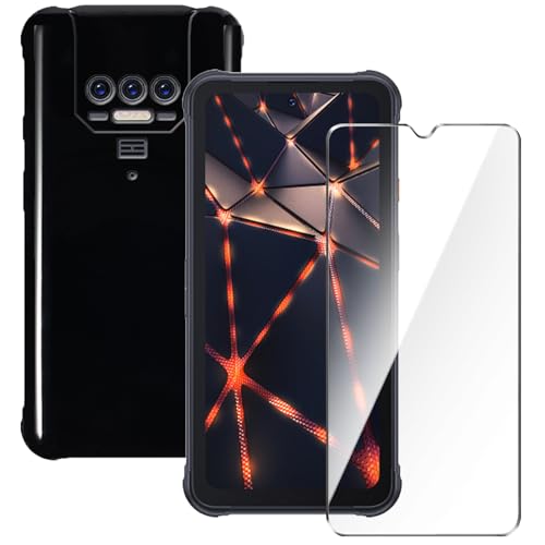 Qlfemna Hülle für Cubot Kingkong 8 (6.53") mit 1 Stück Panzerglas Schutzfolie, Schwarz Ultra Dünne Weiche Silikon Handyhülle, Kratzfest Stoßfest Schutzhülle TPU Case Cover von Qlfemna