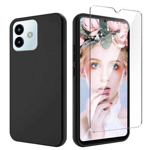 Qlfemna Hülle für Cubot Note 40 (6.56") mit 1 Stück Panzerglas Schutzfolie, Schwarz Ultra Dünne Weiche Silikon Handyhülle, Kratzfest Stoßfest Schutzhülle TPU Case Cover von Qlfemna