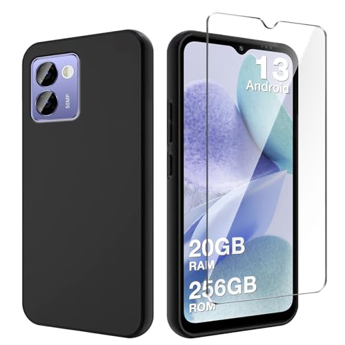 Qlfemna Hülle für Doogee N50 Pro (6.52") mit 1 Stück Panzerglas Schutzfolie, Schwarz Ultra Dünne Weiche Silikon Handyhülle, Kratzfest Stoßfest Schutzhülle TPU Case Cover von Qlfemna