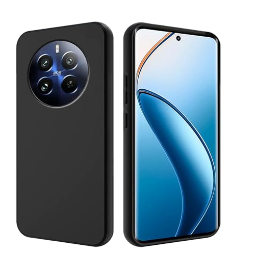 Qlfemna Hülle für Realme 12 Pro+ (6.7"), Schwarz Ultra Dünne Weiche Silikon Handyhülle, Kratzfest Stoßfest Schutzhülle TPU Case Cover von Qlfemna