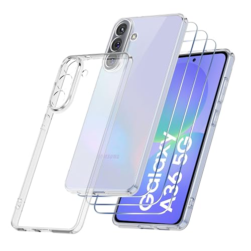 Qlfemna Klar Handyhülle für Samsung Galaxy A36 5G Hülle mit 3 Stück Schutzfolie, 4 in 1 Set Rundumschutz Schutzhülle Cover - Durchsichtige Weiche TPU Silikon Stoßfest Bumper Case Transparent Qlfemna Klar Handyhülle für Samsung Galaxy A36 5G Hülle mit 3 Stück Schutzfolie, 4 in 1 Set Rundumschutz Schutzhülle Cover - Durchsichtige Weiche TPU Silikon Stoßfest Bumper Case Transparent von Qlfemna