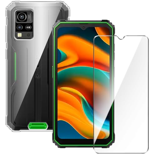 Qlfemna Transparent Hülle für Blackview BV4800 (6.56") mit 1 Stück Panzerglas Schutzfolie, Weiche Silikon Durchsichtig Handyhülle, Anti-Gelb Kratzfest Stoßfest Schutzhülle TPU Case Cover von Qlfemna