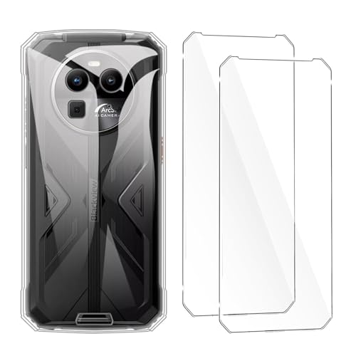 Qlfemna Transparent Hülle für Blackview BV8100 (6.5") mit 2 Stück Panzerglas Schutzfolie, Weiche Silikon Durchsichtig Handyhülle, Anti-Gelb Kratzfest Stoßfest Schutzhülle TPU Case Cover von Qlfemna