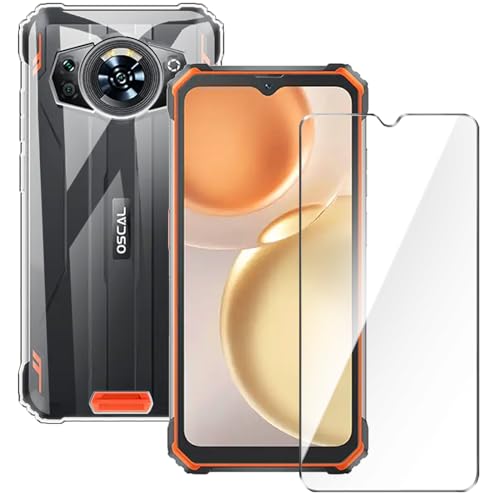 Qlfemna Transparent Hülle für Blackview Oscal S80 (6.58") mit 1 Stück Panzerglas Schutzfolie, Weiche Silikon Durchsichtig Handyhülle, Anti-Gelb Kratzfest Stoßfest Schutzhülle TPU Case Cover von Qlfemna