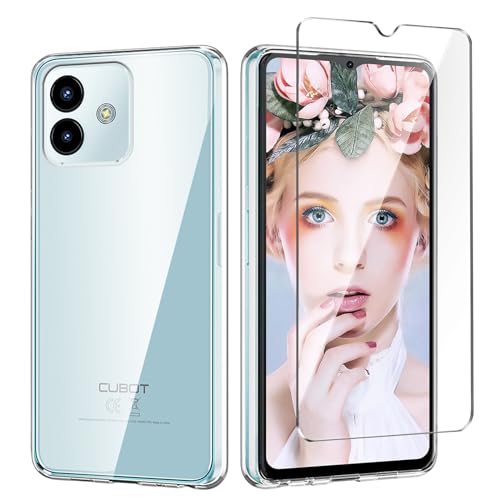 Qlfemna Transparent Hülle für Cubot Note 40 (6.56") mit 1 Stück Panzerglas Schutzfolie, Weiche Silikon Durchsichtig Handyhülle, Anti-Gelb Kratzfest Stoßfest Schutzhülle TPU Case Cover von Qlfemna