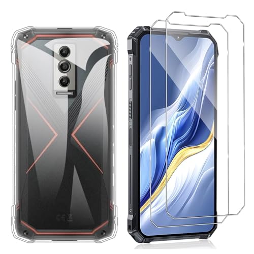 Qlfemna Transparent Hülle für Doogee Blade 10 Pro (6.56") mit 2 Stück Panzerglas Schutzfolie, Weiche Silikon Durchsichtig Handyhülle, Anti-Gelb Kratzfest Stoßfest Schutzhülle TPU Case Cover von Qlfemna