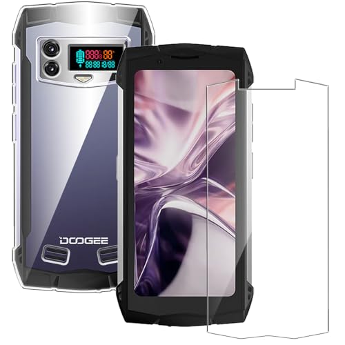 Qlfemna Transparent Hülle für Doogee Smini (4.5") mit 1 Stück Panzerglas Schutzfolie, Weiche Silikon Durchsichtig Handyhülle, Anti-Gelb Kratzfest Stoßfest Schutzhülle TPU Case Cover von Qlfemna
