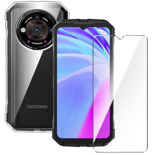 Qlfemna Transparent Hülle für Doogee V30 Pro (6.58") mit 1 Stück Panzerglas Schutzfolie, Weiche Silikon Durchsichtig Handyhülle, Anti-Gelb Kratzfest Stoßfest Schutzhülle TPU Case Cover von Qlfemna