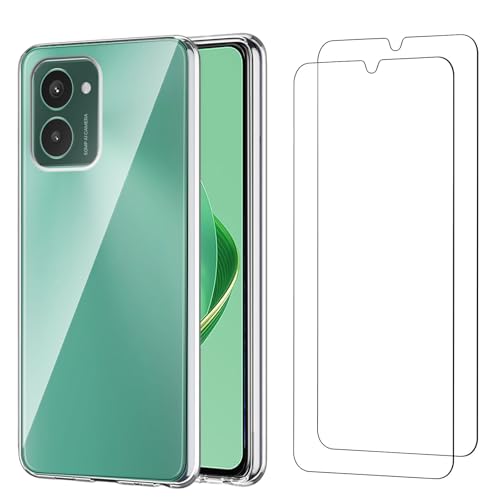 Qlfemna Transparent Hülle für Nokia HMD Pulse/HMD Pulse Pro/HMD Pulse Plus (6.65") mit 2 Stück Panzerglas Schutzfolie, Weiche Silikon Durchsichtig Handyhülle Schutzhülle TPU Case Cover von Qlfemna