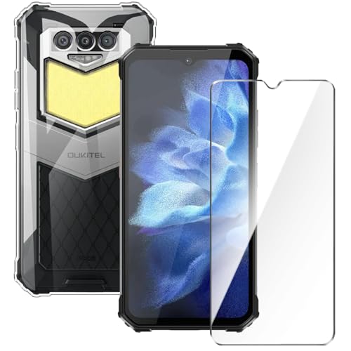 Qlfemna Transparent Hülle für Oukitel WP26 (6.58") mit 1 Stück Panzerglas Schutzfolie, Weiche Silikon Durchsichtig Handyhülle, Anti-Gelb Kratzfest Stoßfest Schutzhülle TPU Case Cover von Qlfemna