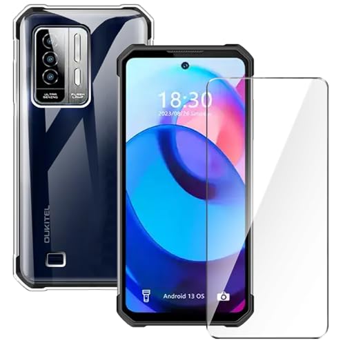 Qlfemna Transparent Hülle für Oukitel WP27 (6.78") mit 1 Stück Panzerglas Schutzfolie, Weiche Silikon Durchsichtig Handyhülle, Anti-Gelb Kratzfest Stoßfest Schutzhülle TPU Case Cover von Qlfemna