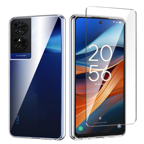 Qlfemna Transparent Hülle für TCL 50 SE (6.78") mit 1 Stück Panzerglas Schutzfolie, Weiche Silikon Durchsichtig Handyhülle, Anti-Gelb Kratzfest Stoßfest Schutzhülle TPU Case Cover von Qlfemna