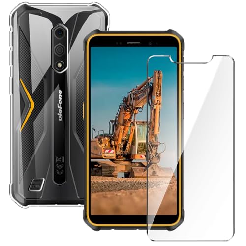 Qlfemna Transparent Hülle für Ulefone Armor X12 (5.45") mit 1 Stück Panzerglas Schutzfolie, Weiche Silikon Durchsichtig Handyhülle, Anti-Gelb Kratzfest Stoßfest Schutzhülle TPU Case Cover von Qlfemna