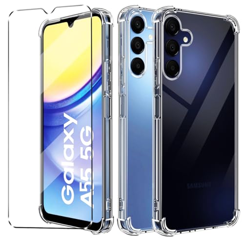 hülle und panzeglas Compatible with Samsung Galaxy A55 5G Folie,hülle silikon stoßfest Compatible with Samsung Galaxy A55 5G schutzhülle schutzfolie schutzglas panzerfolie handyhülle transparent hülle und panzeglas Compatible with Samsung Galaxy A55 5G Folie,hülle silikon stoßfest Compatible with Samsung Galaxy A55 5G schutzhülle schutzfolie schutzglas panzerfolie handyhülle transparent von Qlfemna