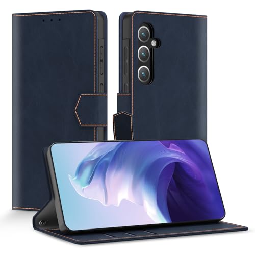 kompatibel mit Samsung Galaxy A35 5G Hülle(mit 2Pcs Schutzfolie) für Samsung Galaxy A35 5G Transparentes PC-Acrylgehäuse,Kratzfest Stoßfest Schutzhülle PC Case Cover (Blau) von Qlfemna