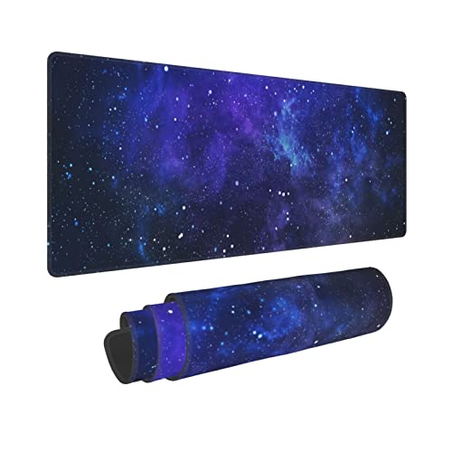 Galaxy XL Großes Gaming-Mauspad mit genähten Kanten, rutschfestes, verlängertes großes langes Mauspad Schreibtischunterlage für Laptop, Tastatur, 80 x 20 cm (31,5 x 11,8 Zoll) (schöner Galaxy-Himmel) von Qlvexkah