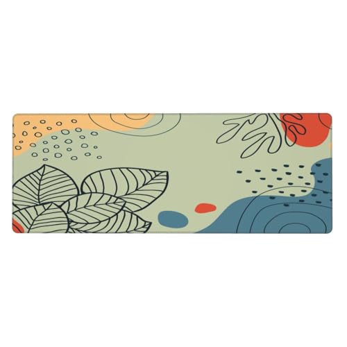 Großes Gaming-Mauspad mit genähten Kanten, wasserfest, großes langes Mauspad für Laptop für Büro, 80 x 30 cm (abstrakte Pflanzenblätter 02) von Qlvexkah