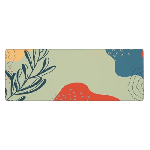 Großes Gaming-Mauspad mit genähten Kanten, wasserfest, großes langes Mauspad für Laptop für Büro, 80 x 30 cm (abstrakte Pflanzenblätter 03) von Qlvexkah