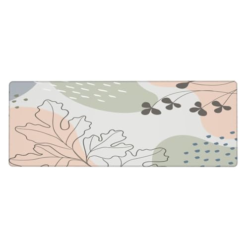 Großes Gaming-Mauspad mit genähten Kanten, wasserfest, großes langes Mauspad für Laptop für Büro, 80 x 30 cm (abstrakte Pflanzenblätter 06) von Qlvexkah