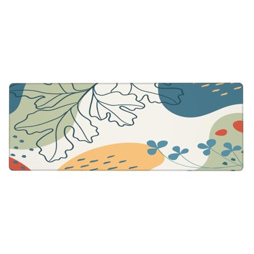 Großes Gaming-Mauspad mit genähten Kanten, wasserfest, großes langes Mauspad für Laptop für Büro, 80 x 30 cm (abstrakte Pflanzenblätter 08) von Qlvexkah