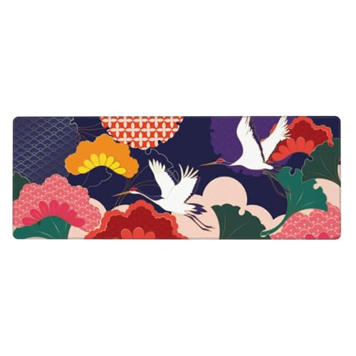 Großes Gaming-Mauspad mit genähten Kanten, wasserfeste japanische Wellen-Tastaturmatte, großes langes Schreibtisch-Mauspad für Laptop, Computer für Männer, Büro, 80 x 30 cm (japanische Kirschblüte und Großes Gaming-Mauspad mit genähten Kanten, wasserfeste japanische Wellen-Tastaturmatte, großes langes Schreibtisch-Mauspad für Laptop, Computer für Männer, Büro, 80 x 30 cm (japanische Kirschblüte und von Qlvexkah