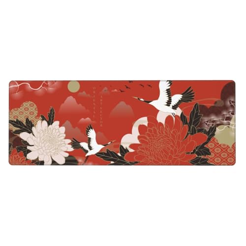 Großes Gaming-Mauspad mit genähten Kanten, wasserfeste japanische Wellen-Tastaturmatte, großes langes Schreibtisch-Mauspad für Laptop, Computer für Männer, Büro, 80 x 30 cm (japanische Kranichvögel) Großes Gaming-Mauspad mit genähten Kanten, wasserfeste japanische Wellen-Tastaturmatte, großes langes Schreibtisch-Mauspad für Laptop, Computer für Männer, Büro, 80 x 30 cm (japanische Kranichvögel) von Qlvexkah