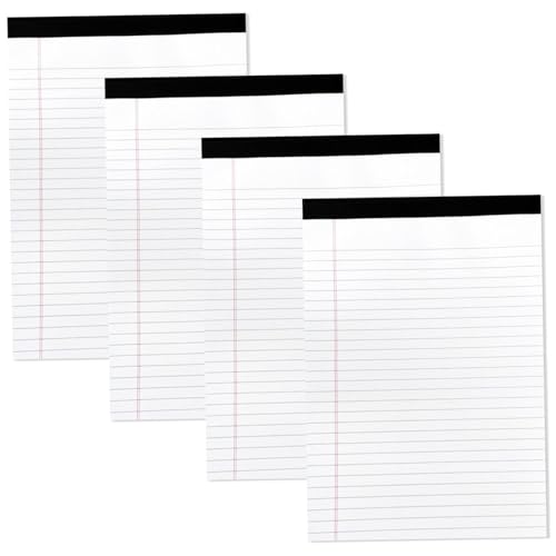 Legal Pad, 4PCS Weiße Rechtspads, 8, 4x11, 7 Zoll breit regiertes Schreibpad, 50 Blätter reißbare Notizpolster für Büro, Schule, Haushaltsvorräte Legal Pad, 4PCS Weiße Rechtspads, 8, 4x11, 7 Zoll breit regiertes Schreibpad, 50 Blätter reißbare Notizpolster für Büro, Schule, Haushaltsvorräte von QmjdDymx