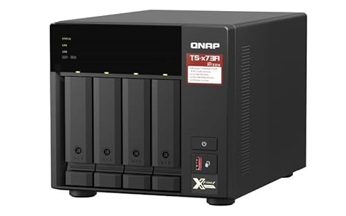 QNAP TS-473A 4-Bay Turbo-Station NAS (AMD Ryzen™ Embedded V1500B 4-Core/8-Thread 2,2 GHz 8GB DDR4 RAM 2xRJ-45 2,5 GbE LAN-Port) 32TB Bundle mit 4X 8TB Seagate IronWolf NAS HDDs von Qnap