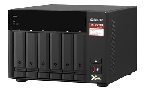 QNAP TS-673A 6-Bay Turbo-Station NAS (AMD Ryzen™ Embedded V1500B 4-Core/8-Thread 2,2 GHz 8GB DDR4 RAM 2xRJ-45 2,5 GbE LAN-Port) 24TB Bundle mit 6X 4TB Seagate IronWolf NAS HDDs von Qnap